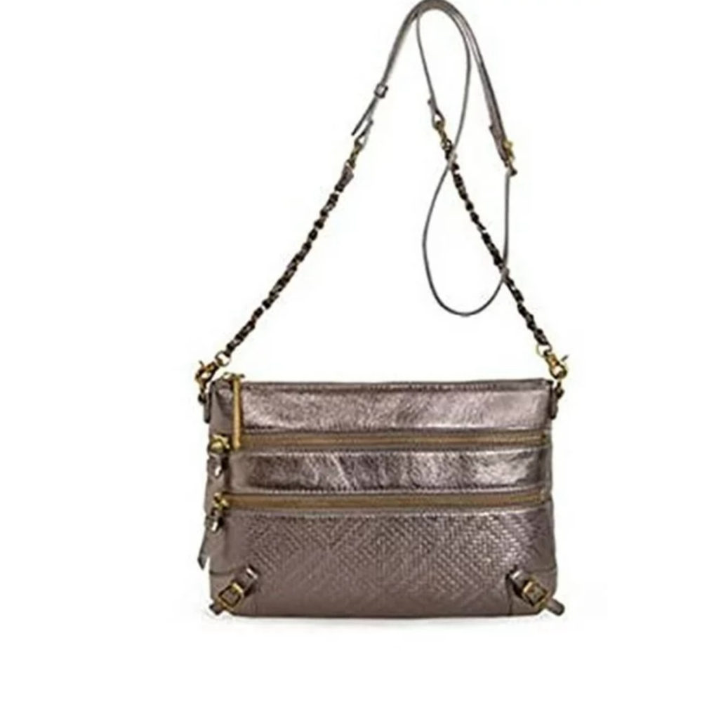 Elliott Lucca Pyrite Mari Leather Crossbody Bag metallic